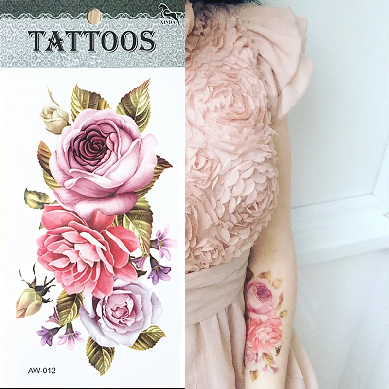 Hot 3D tattoos one-time temporary tattoos Arm flower tattoo waterproof female body art tattoo model AW - 012