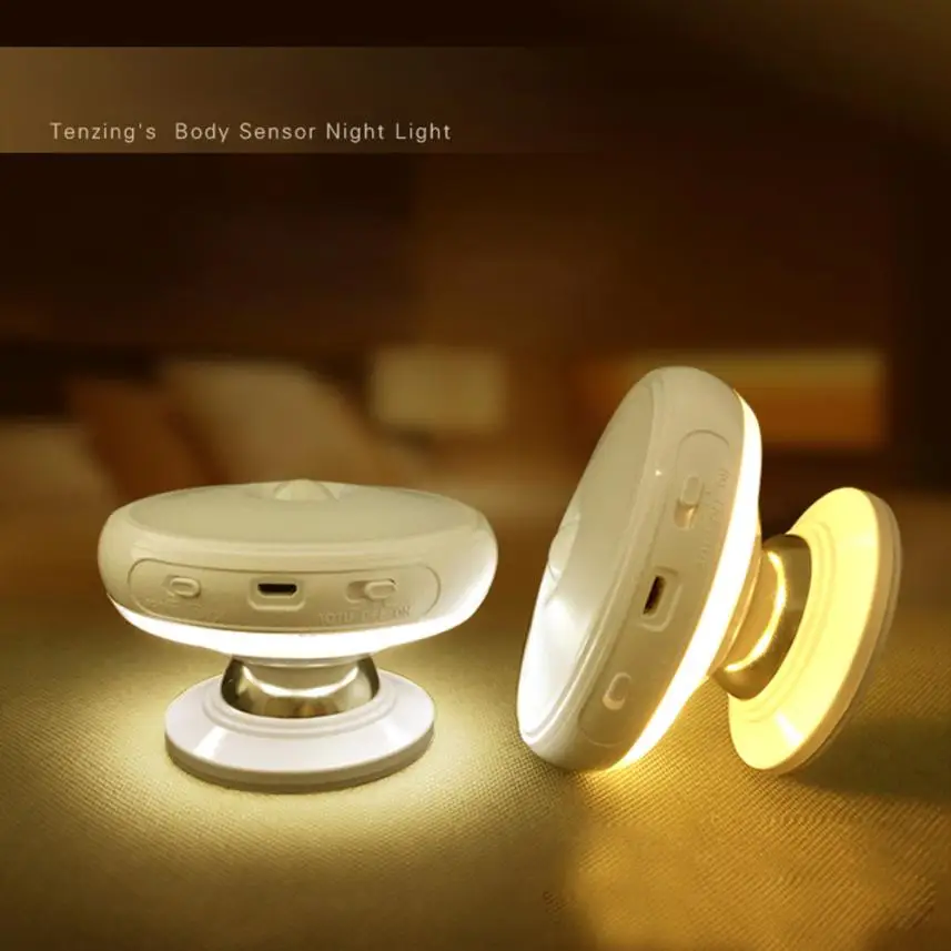360 градусов вращения USB Перезаряжаемые движения Сенсор свет в ночь Гостиная