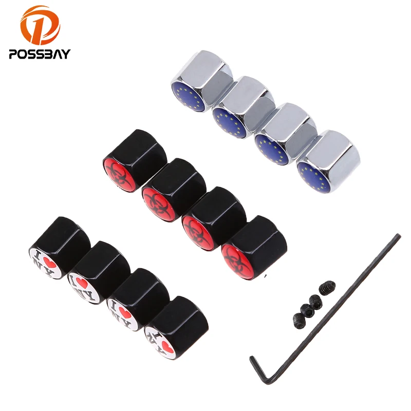 

POSSBAY 4Pcs/Set EU Logo Anti-thelf Valve Caps Car Styling Wheel Tyre Valves Stem Motorcycles Auto Car Tire Truck Accessories