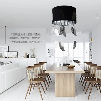 

modern stainless steel Leaves circular pendant light restaurant individuality bedroom droplight