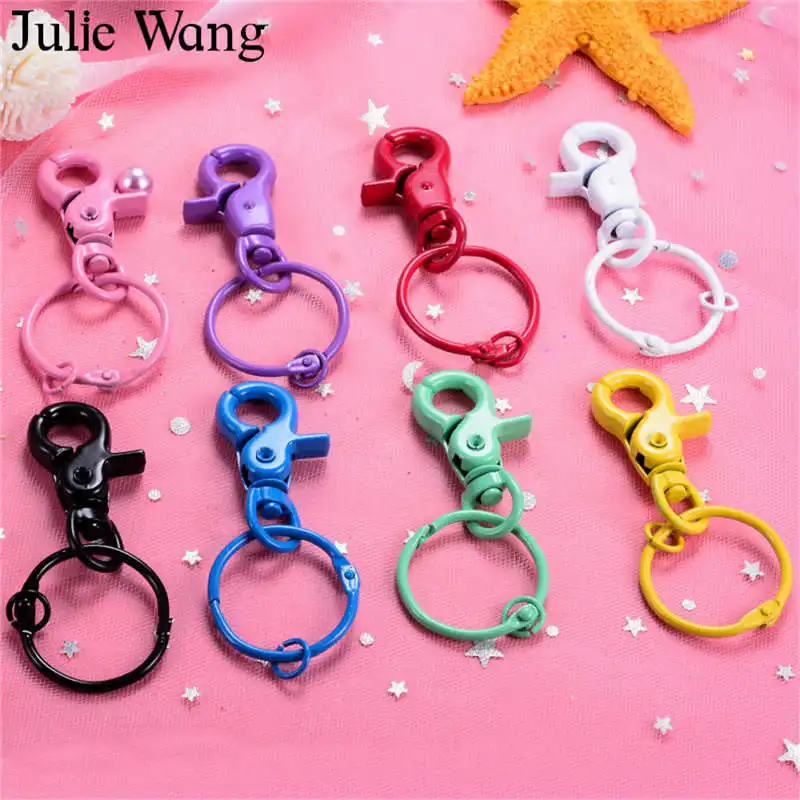 

Julie Wang 5PCS Multicolor Round Key Ring Keychain Split Ring Keychains Lobster Buckle Key Chains Jewelry Making Accessory