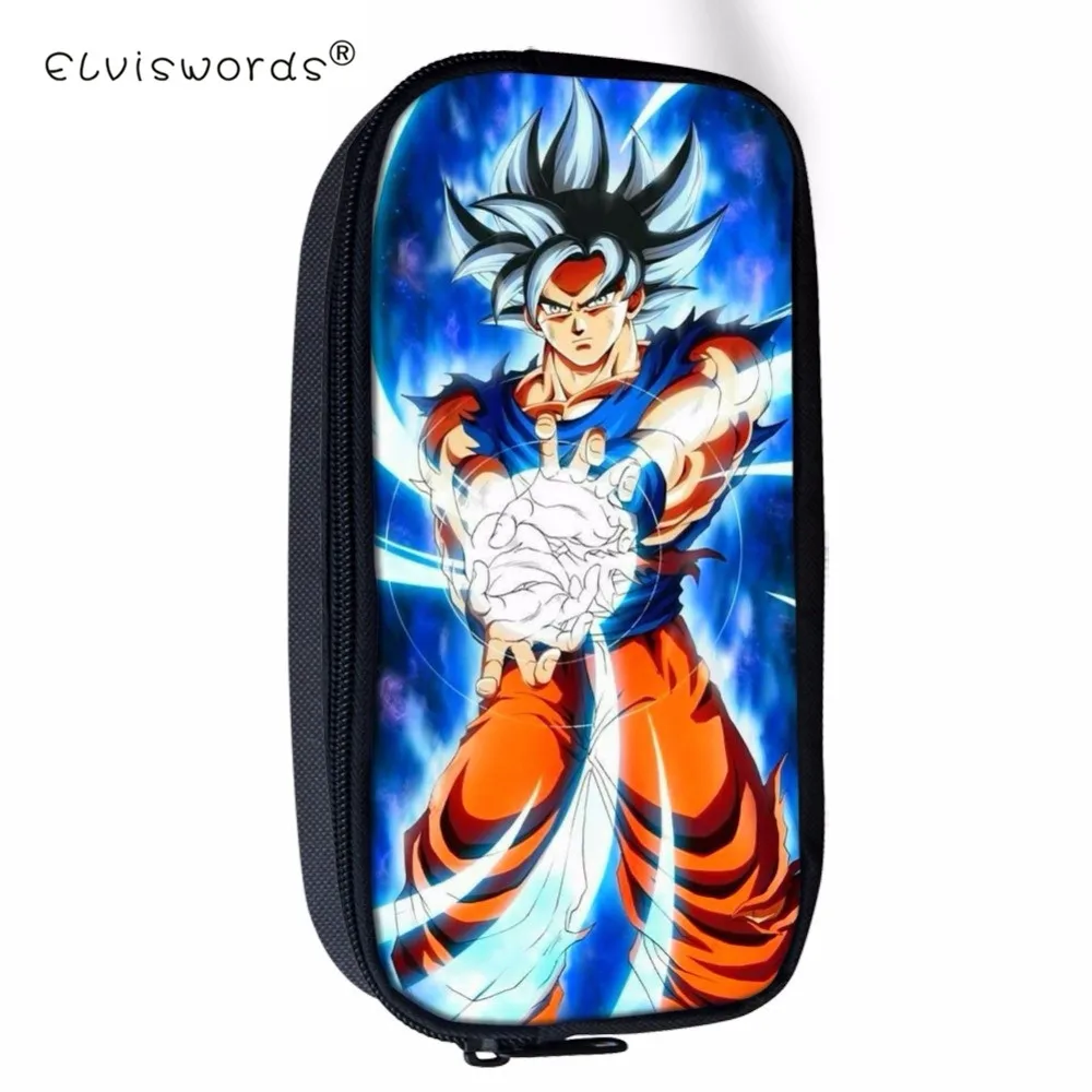 

Fashion Women Cosmetic Cases Cool 3D Cartoon Anime Cool Dragon Ball Super Blue Character Son Goku Vegeta Pencil Bags for Kids