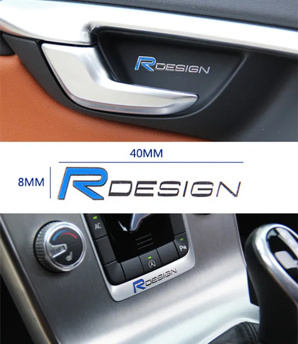 R design logo emblem car door window decal blue metal sticker central