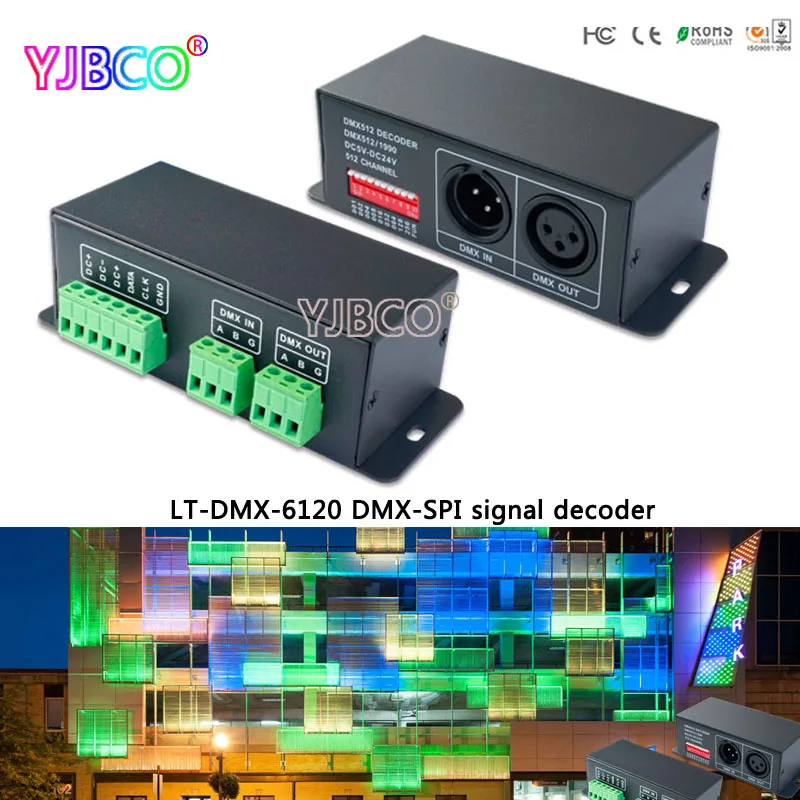 

LT-DMX-6120;DMX-SPI Decoder;DC5-24V input led DMX controller for LED stripl lights pixel screen LED dot light