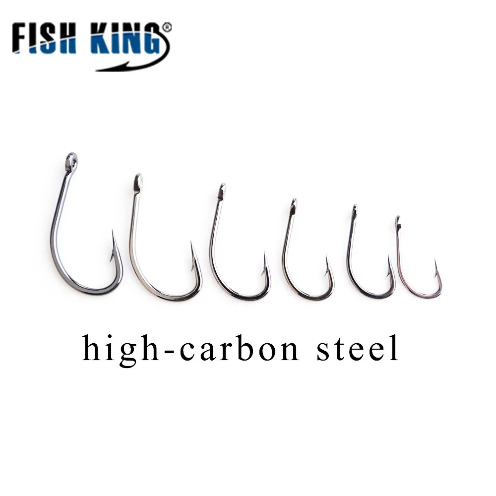 FISH KING 50 шт./лот Size1#-10# Высокоуглеродистая сталь колючий крючок кольчатая Приманка Держатель Рыболовные Крючки Карп