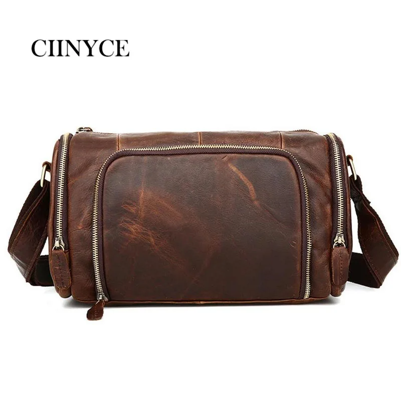 

2017 Brand New Genuine Cowhide Men Vintage Crazy Horse Leather Male Cross-body Solid Hangbag Travel Shoulder Messenger Bag