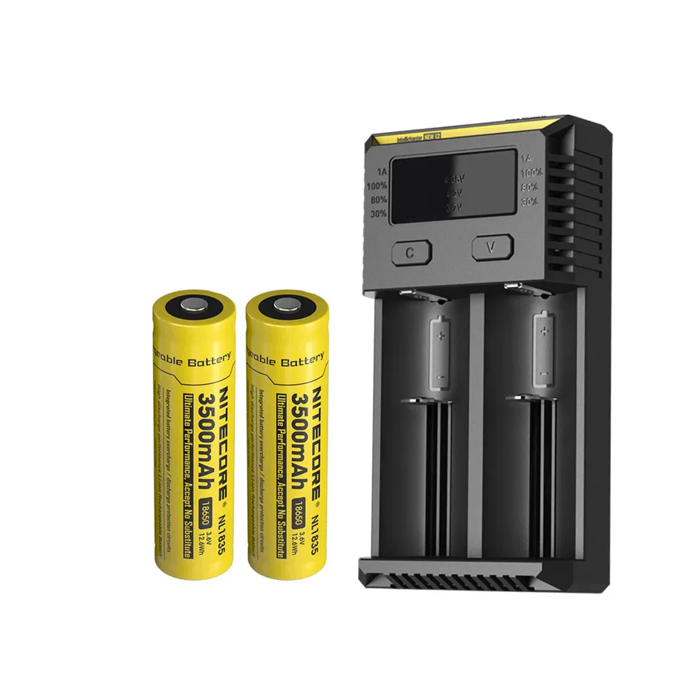 NITECORE I2 зарядное устройство+ NITECORE 18650 3500mAh NL1835 литий-ионная аккумуляторная батарея