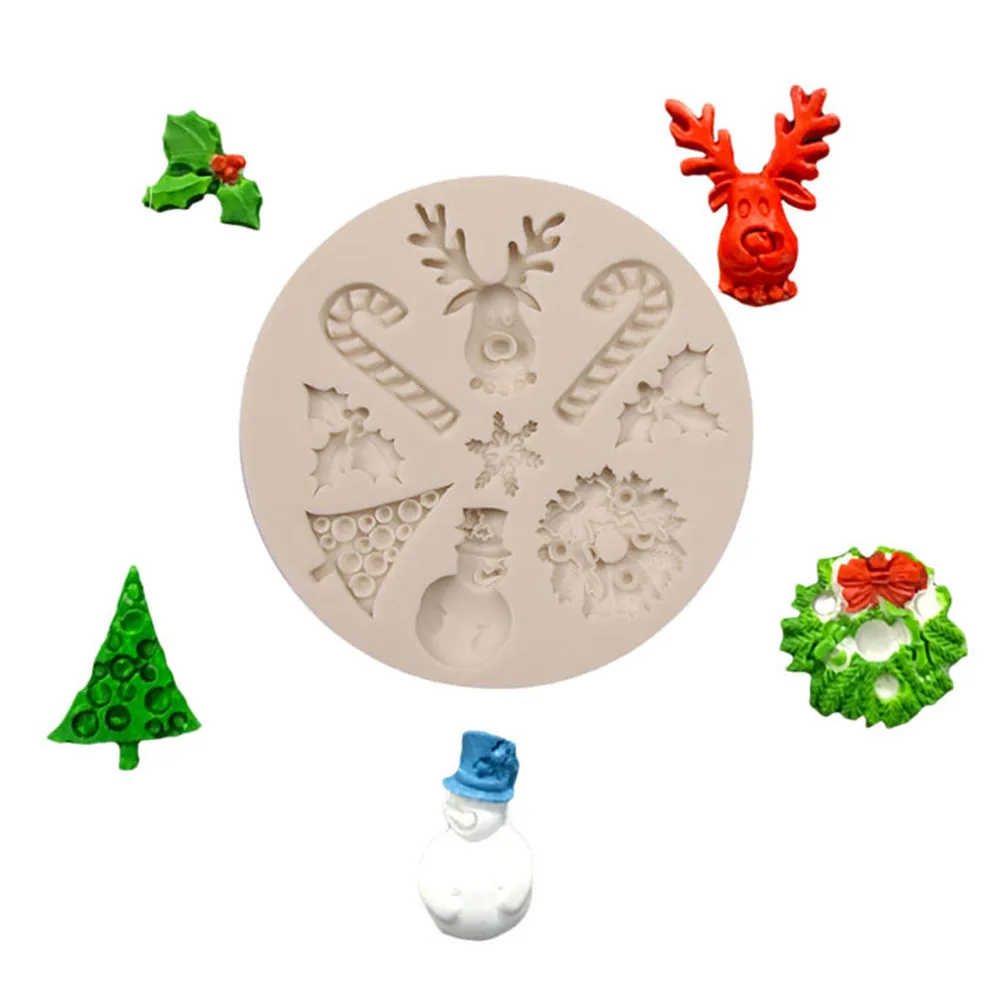 

Christmas Elk Snowman Pattern Silicone Mould Chocolate Cake Mold Baking Non-stick And Heat-resistant Kitchen DIY Maker