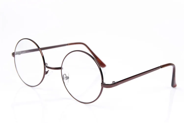 Калейдоскоп очки мужские и женские очки рама металлические круглые очки и прозрачные линзы оптические рамки прозрачные очки - Цвет оправы: BROWN