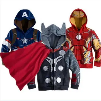 

2019 New Sudaderas Ninos Marvel Superhero Iron Man Thor Hulk Captain America Spiderman Sweatshirt For Kid Cartoon Jacket 2-7t
