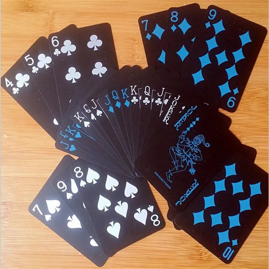

Black Playing Cards Poker Game Deck 54pcs Poker Set PVC Plastic Magic Card Waterproof Cards Texas Holdem