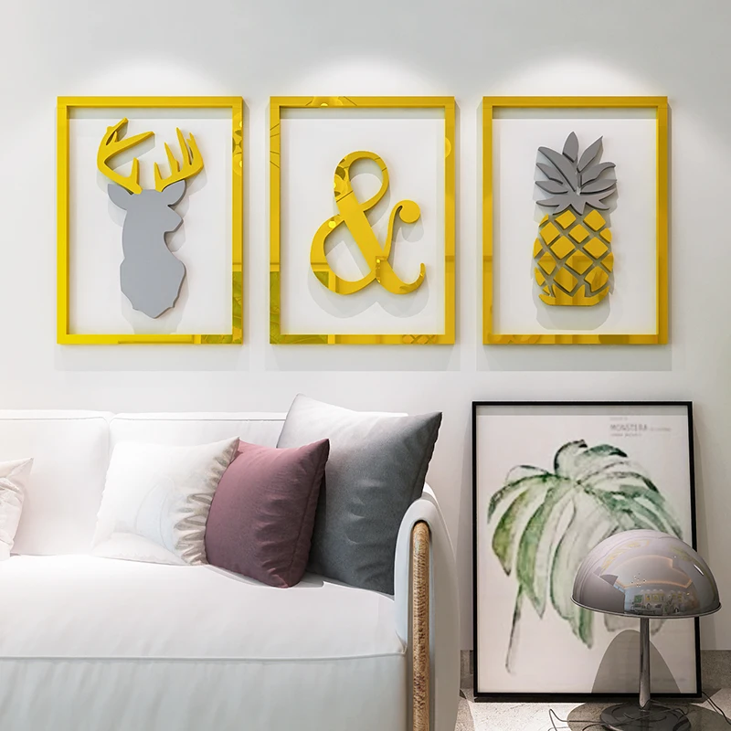 

Ins Nordic style 3d self-adhesive acrylic DIY wall sticker Living room porch sofa background wall bedroom decoration painting