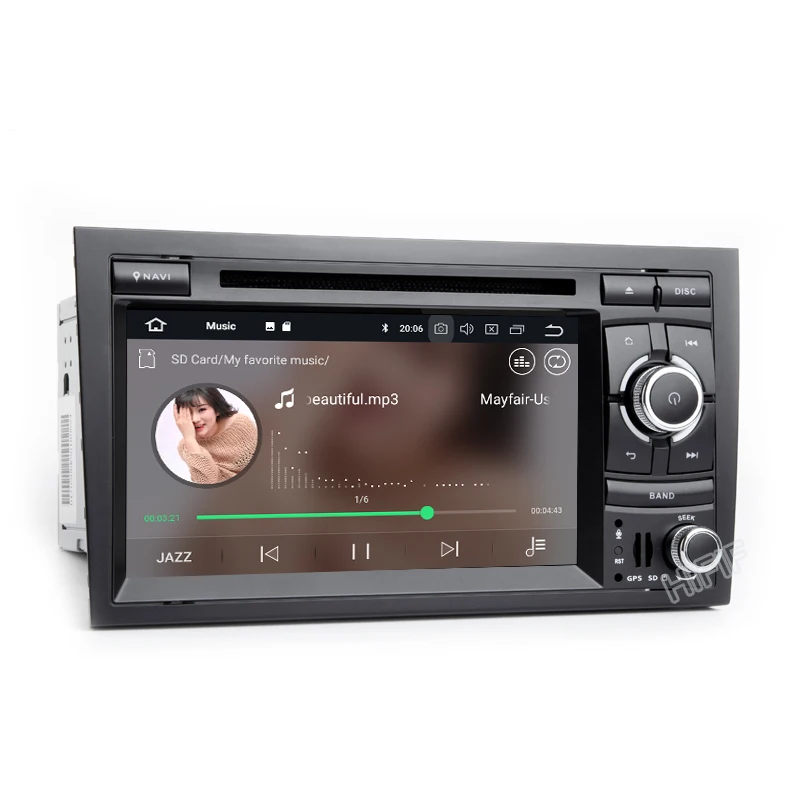 Top DSP Android 9.0 Car Stereo DVD Multimedia Player for Audi A4 S4 RS4 2002 - 2007 with WiFi BT GPS Navigation Radio 7