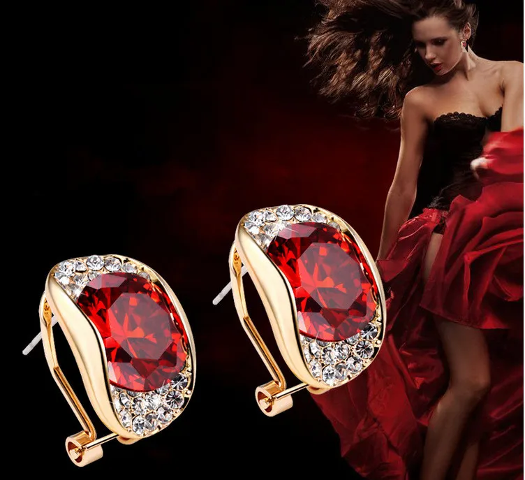 Высокое качество Фиолетовый Красный Кристалл AAA кубический циркон серьги гвоздики для свадебного ужина платье аксессуары