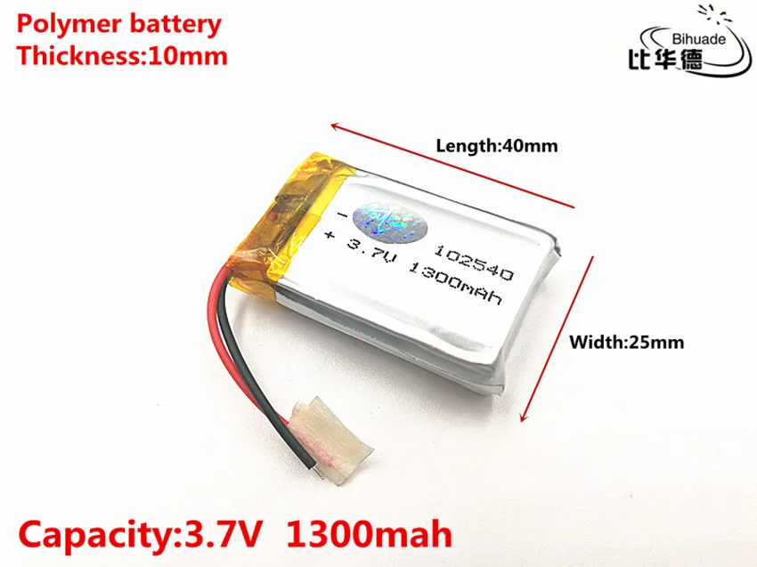 Good Qulity 3.7V,1300mAH,102540 Polymer lithium ion / Li-ion battery for TOY,POWER BANK,GPS,