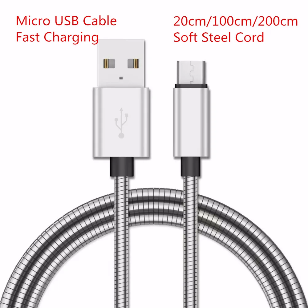 

0.2/1/2 Meter Micro USB Cable Fast Charger Soft Steel Data Cord For HUAWEI Mate 7 8 S P8/P9 Lite Honor 7 7X 8 lite V9 play nova