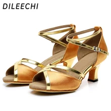 DILEECHI/Женская обувь для латинских танцев; обувь для взрослых на квадратном каблуке
