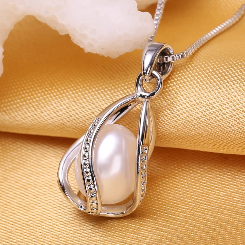Best FENASY 925 Sterling Silver Set Natural Freshwater Pearl Jewerly Sets For Women Accessories Cage Jewellery Earrings Necklace Set