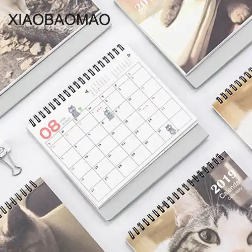 Новый год 2019 планировщик Kawaii котенок кошка настольная органайзер для календаря