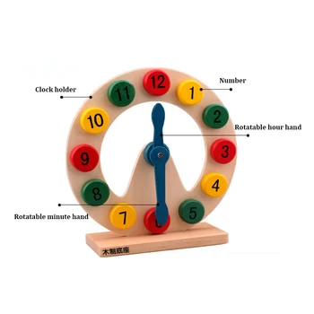 

Wooden Toys Learn to Tell Time Wooden Digital Clock Montessori Teaching Aids Kids Baby Early Learning Toys for children gifts