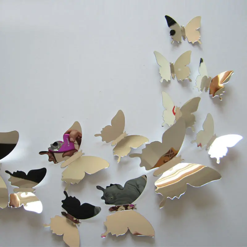 flying butterfly free shipping children's room mirror wall sticker home