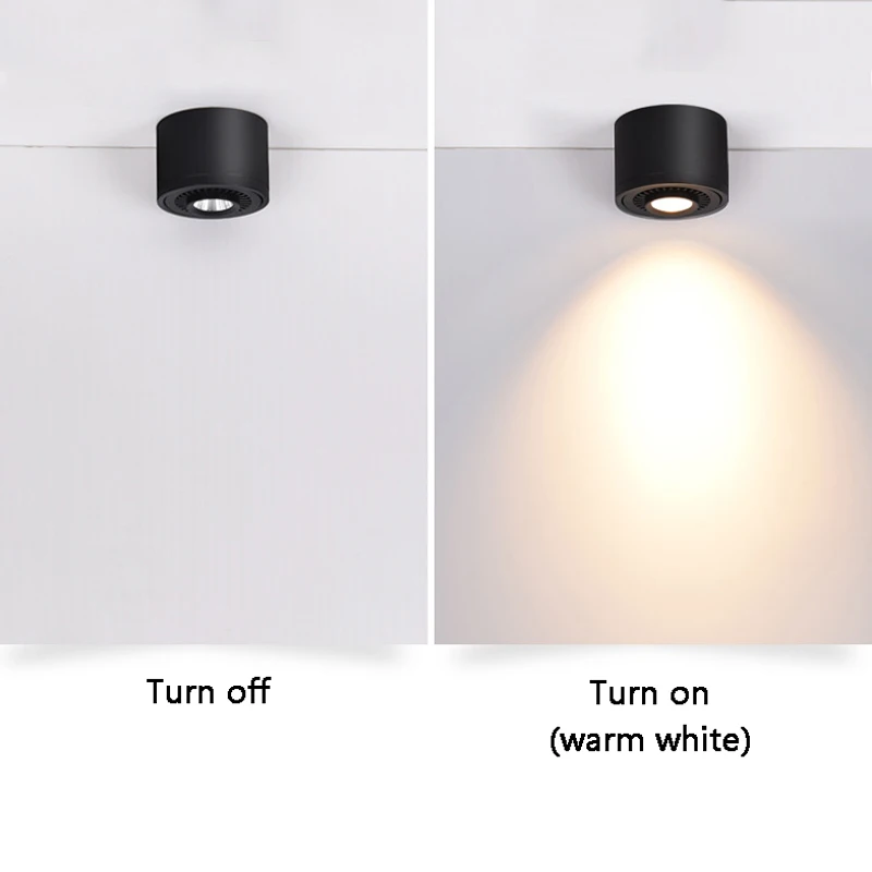 Graus de Rotação Lâmpada do Teto Superfície Regulável Montado Levou Downlight Cob Whiteblack Ac85 265v 360 Led Spot Light 15 w 9 w 7 w 5 w 19 lamps for kitchen