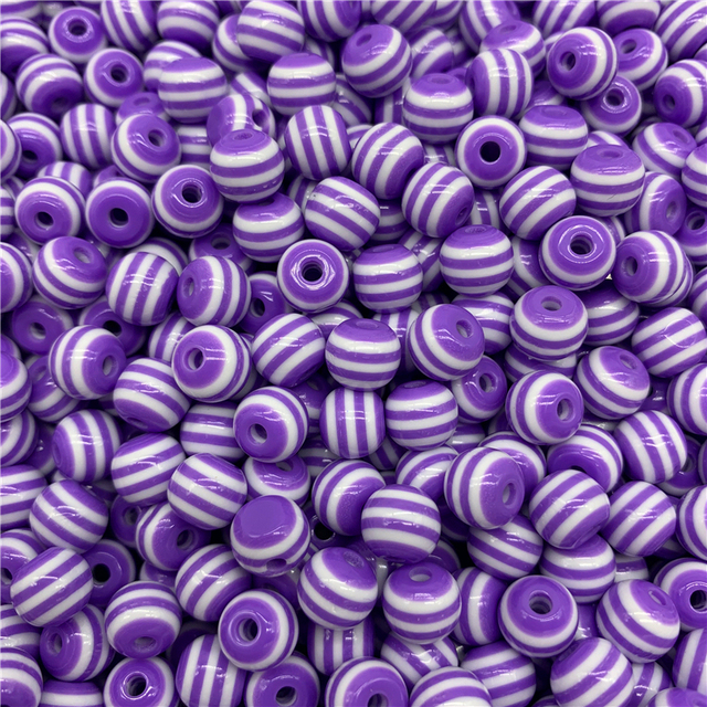 8mm 10mm Resin Spacer Beads Round Beads Stripe Spacer Beads For Jewelry Making DIY Bracelet Necklace Accessories