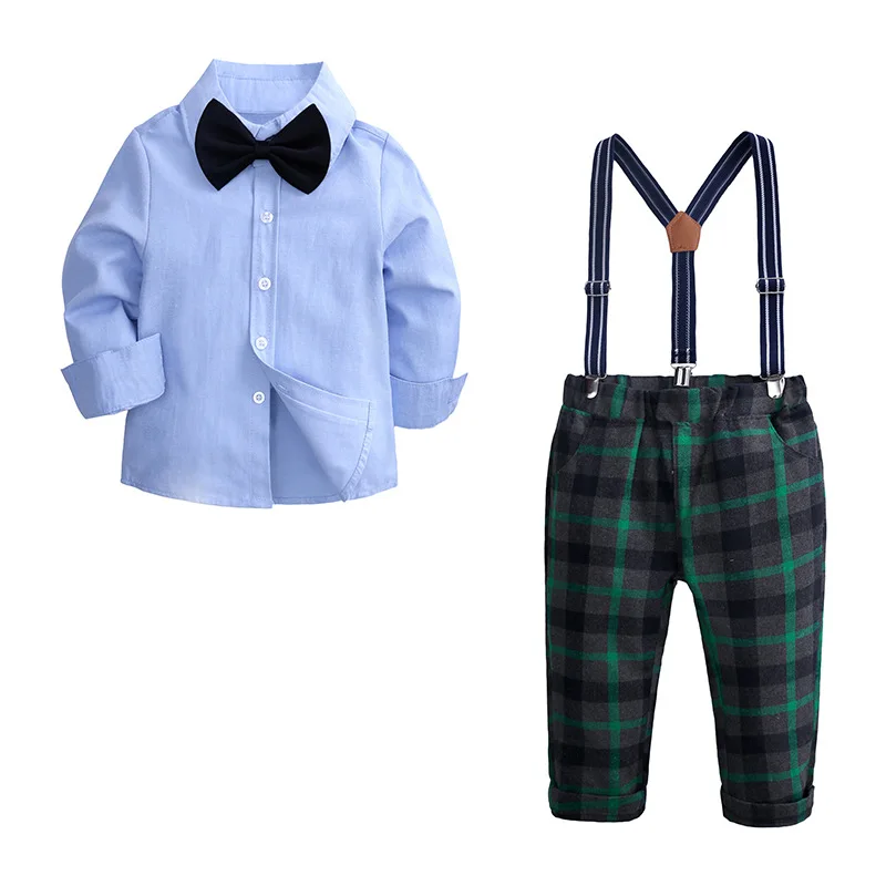 

Toddler Boys Clothing Sets 2019 Spring Boys Clothes Gentleman Shirt+Overalls 2pcs Kids Clothes Boys Sport Suit Children Clothing