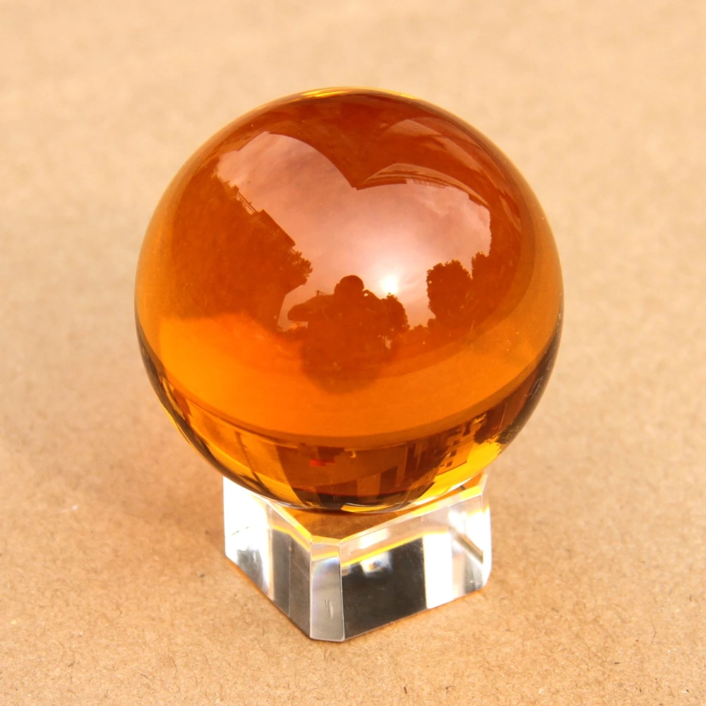 110mm Rare Amber Crystal Ball+ Removed Stand Crystal Feng Shui Ball