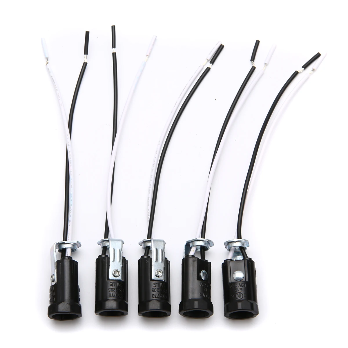 5Pcs E12 Lamp Holder Converter Adapter Candelabra Base Light Sockets Keyless 6'' Wire Leads For LED Bulbs Accessories