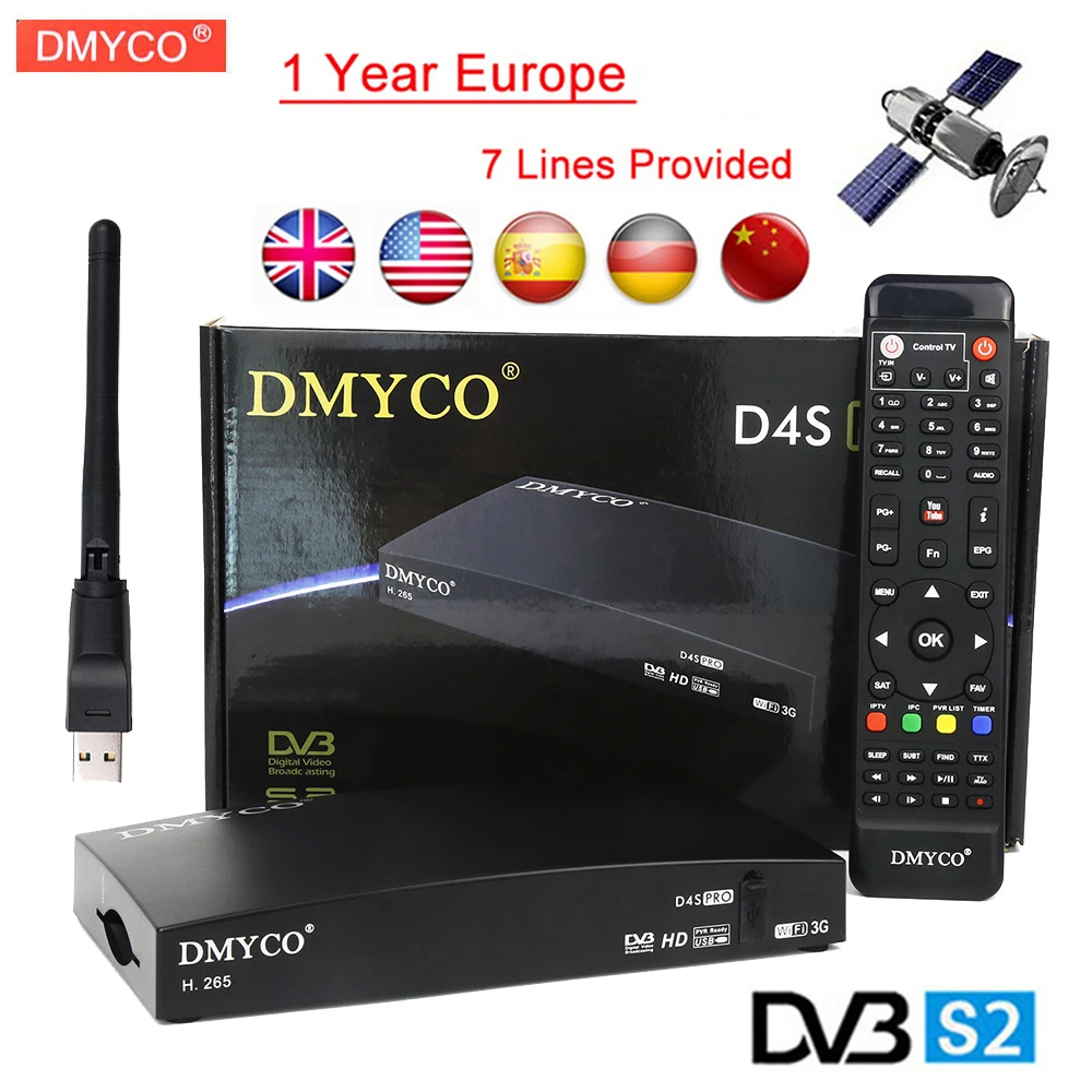 DMYCO D4S PRO TV Receptor DVB S/S2 спутниковый ресивер Поддержка YouTube BissKey + 1 год Европейский