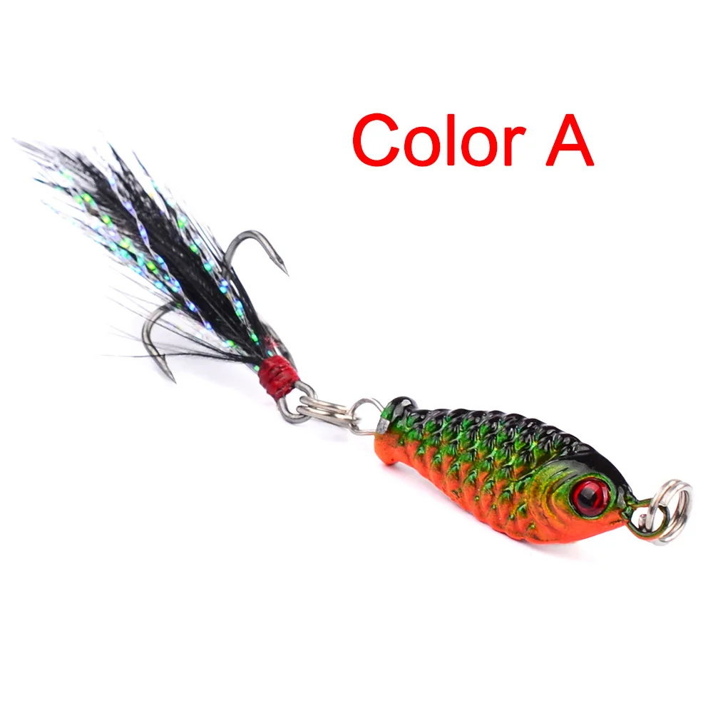 1pcs 5.3g swimbait Fishing Lure wobblers spinner metal lures vib Hard Baits With Feather Treble Hook spinnerbait fishing tackle