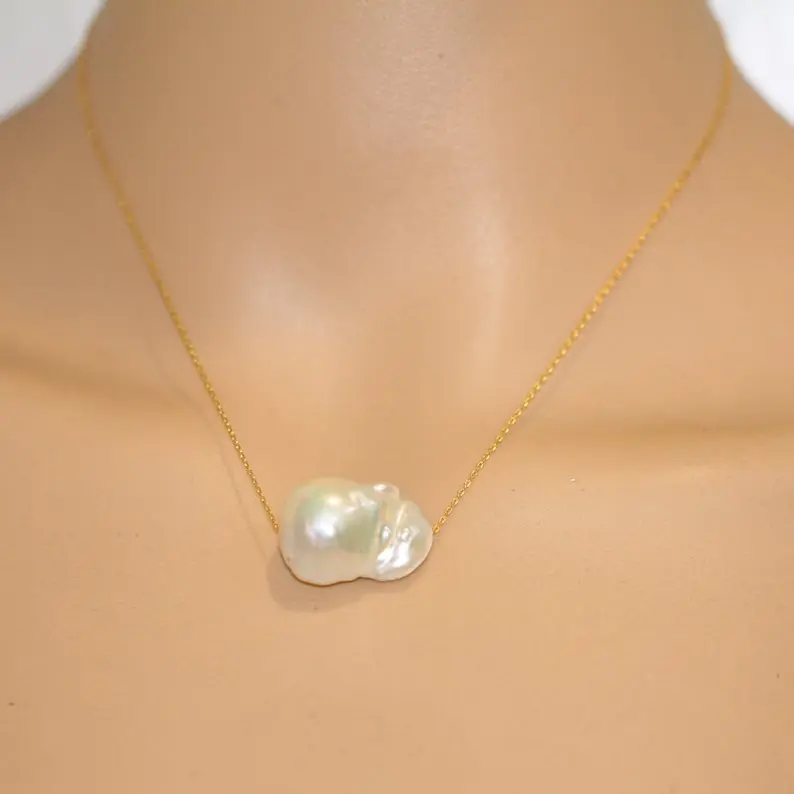 NC1-065 15-17mm Big WhiteGrayBronzeBlack Flame Ball Baroque pearl pendant,Baroque Pearl necklace AA