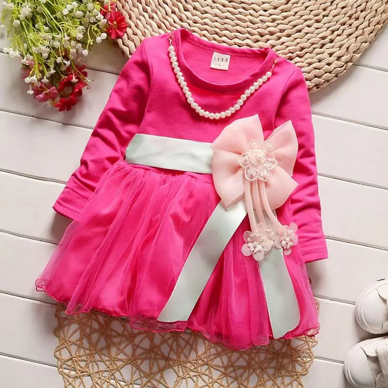 2017 Spring Summer Sweet Baby Girl Dress Long Sleeve 1 3 Year Baby