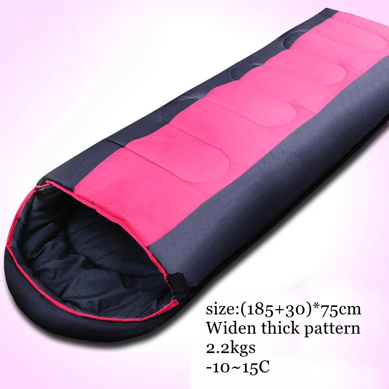 

2.2kgs Adult outdoor camping sleeping bag envelope pattern with cap thick filling cotton light easy carry keep warm sleeping bag