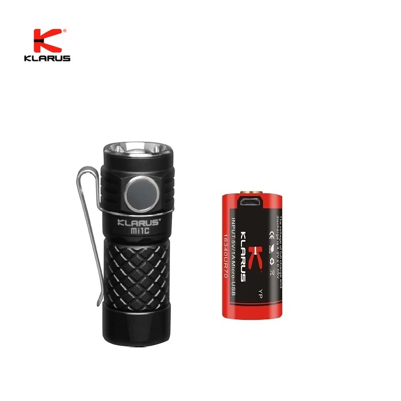 

Original Mini KLARUS Mi1C CREE XP-L HI V3 LED Flashlight 600 lumens EDC Flashlight with Micro-USB 16340 Li-ion Battery