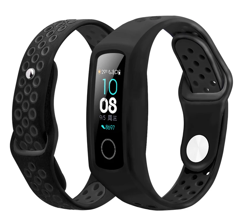 Для Huawei Honor Band 4/5 ремешок Двухцветный силиконовый браслет-футляр Сменная лента 3 Спортивный браслет Honor Band 5 ремешок для часов