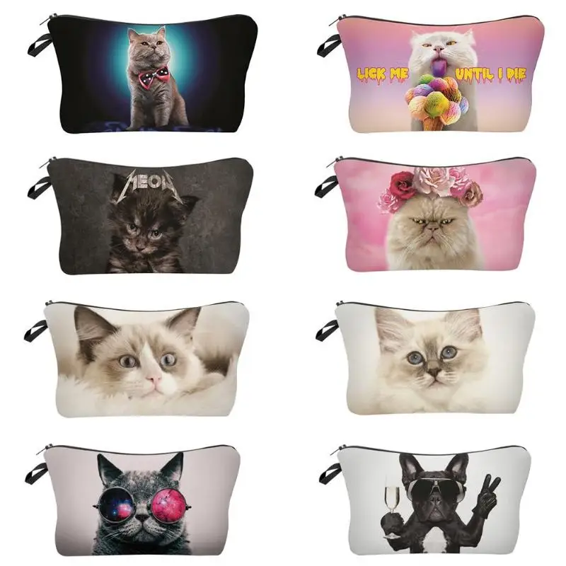 

Cute Women Pet Cat Print Clutch Comestic Storage Pouch Makeup Bag Casual