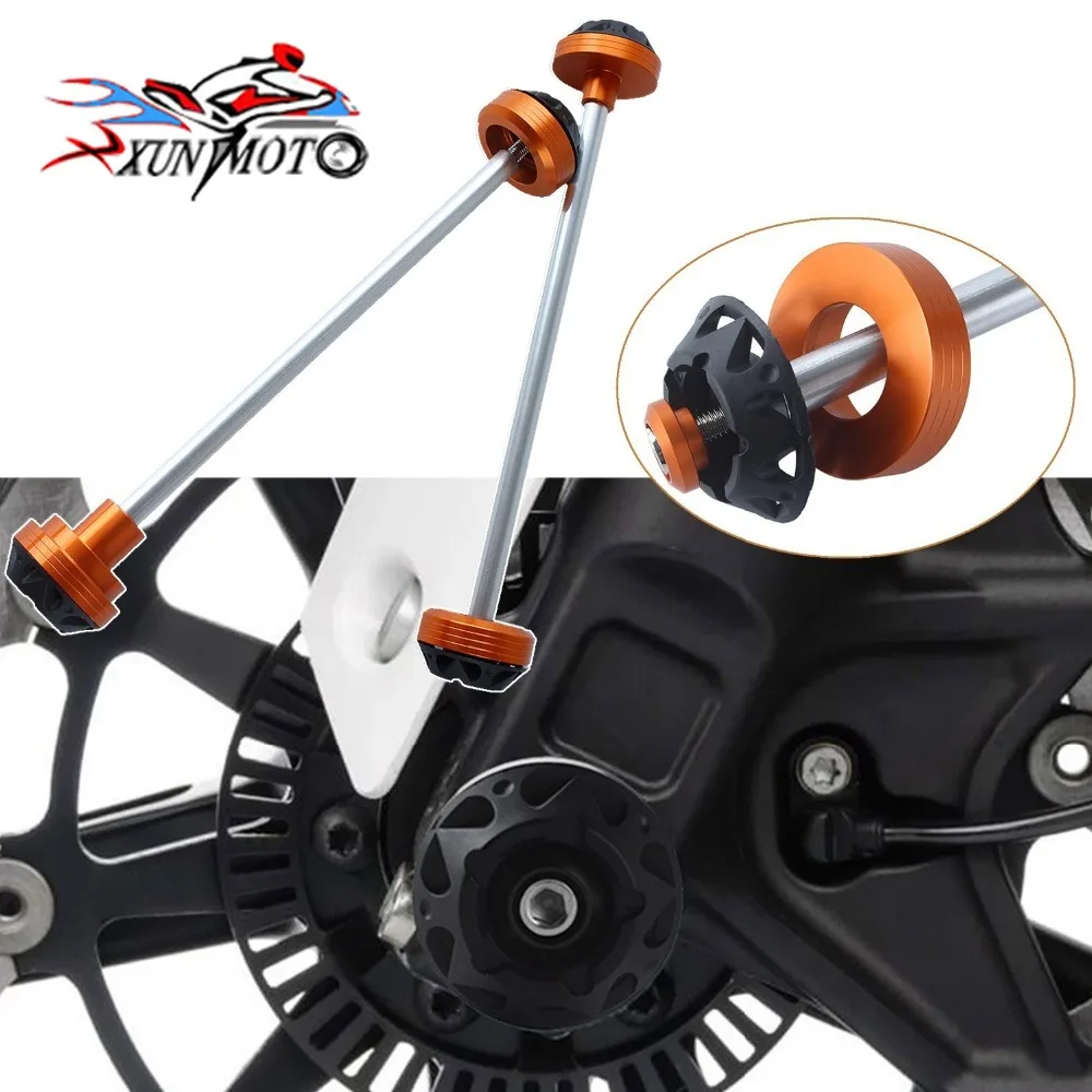 Orange Front & Rear Wheel Fork Axle Protector Crash Sliders Cap for KTM