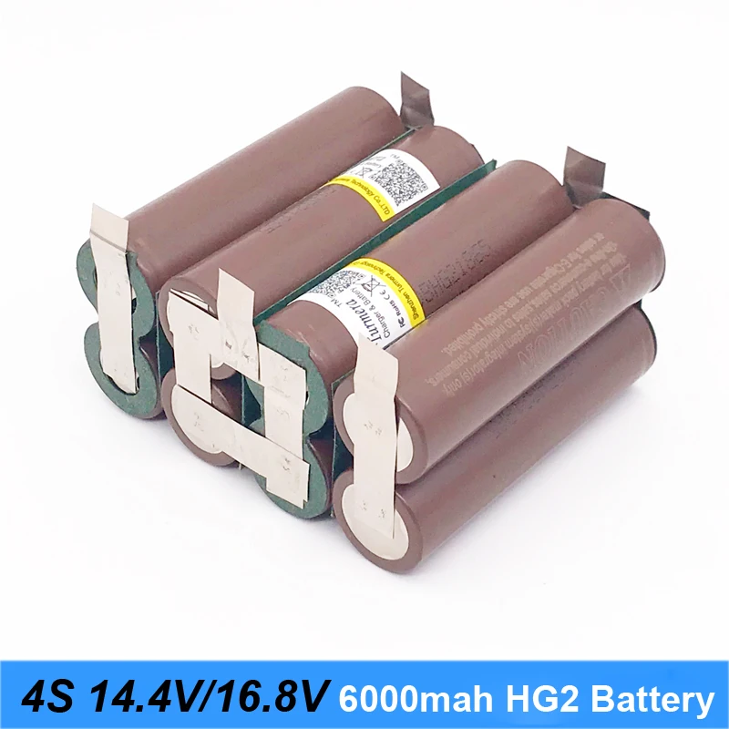 Аккумулятор 18650 hg2 3000mAh 20 ампер для отвертки 14,4 v 16,8 v батареи сварные полоски для пайки 4S 4S2P 16,8 v батарейный блок(на заказ