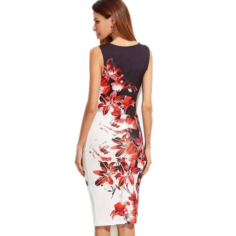 5XL-Large-Sizes-2019-Summer-Fashion-Sleeveless-Print-Dress-Slim-Bodycon-Pencil-Midi-Office-Dress-Robe (2)
