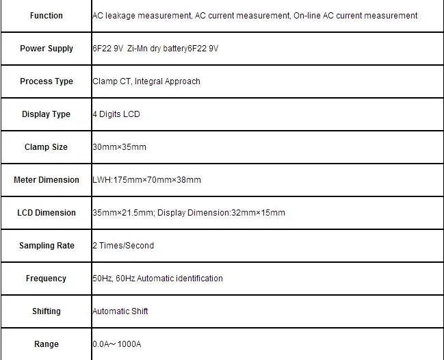 ETCR6100 AC/DC токоизмерительный прибор 0.0A~ 1000A