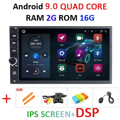 Android 9,0 " ips DSP 64G Восьмиядерный/четырехъядерный 2 Din Универсальный Автомобильный gps Радио навигационный плеер мультимедийный экран без dvd-плеера - Цвет: 9.0 2G 16G IPS DSP