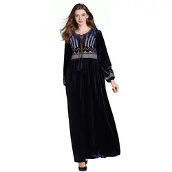 Мусульманское платье Рамадан тюрбан женщина Исламская Для женщин мусульманских Арабский исламский Ближний Восток этническим принтом