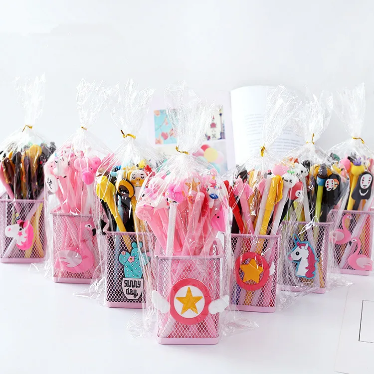 

20 pcs/set cute Cartoon black Ink Gel Pen with Refills kawaii neutral pen School Office Supply Gift Stationery Papelaria Escolar