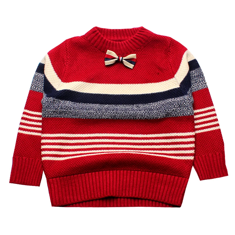 Детские свитера в полоску, пуловеры, Детские свитера с круглым вырезом, Хлопковый вязаный свитер для маленьких мальчиков, зимняя детская одежда для мальчиков 2-5 лет