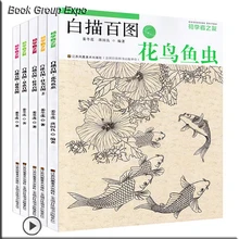 5 surface Book/набор в традиционном китайском стиле тонкая грань gongbi Бяо Мяо для живописи, рисования книга для пион, лотоса, с рисунком в виде чайки-рыба и трава червь