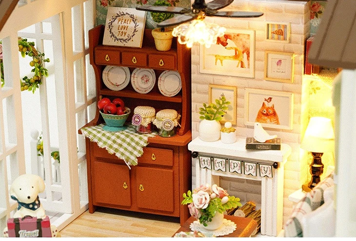 CUTEBEE mucineca для дома miniatura DIY Mujer с muebles de casa de madera de juguetes para los nivienos de vacaciones Z009