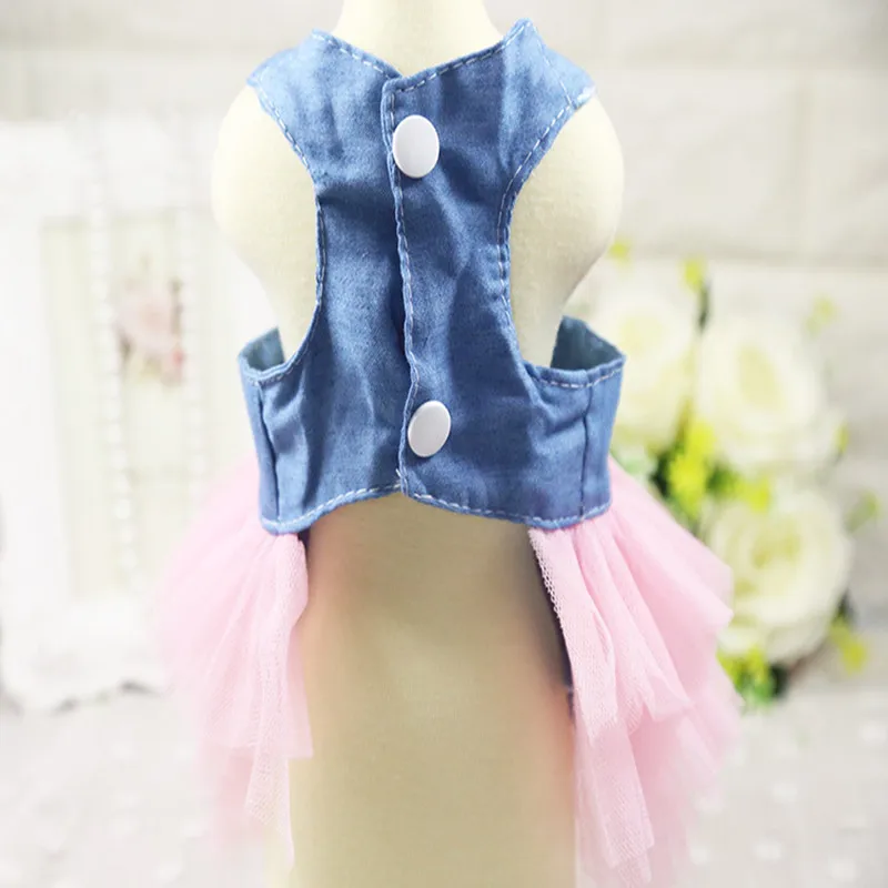 Summer Dog Dress Pet Dog Clothes for Small Dog Wedding Dress Skirt Puppy Clothing Spring Fashion Jean Pet Clothes XS-2XL