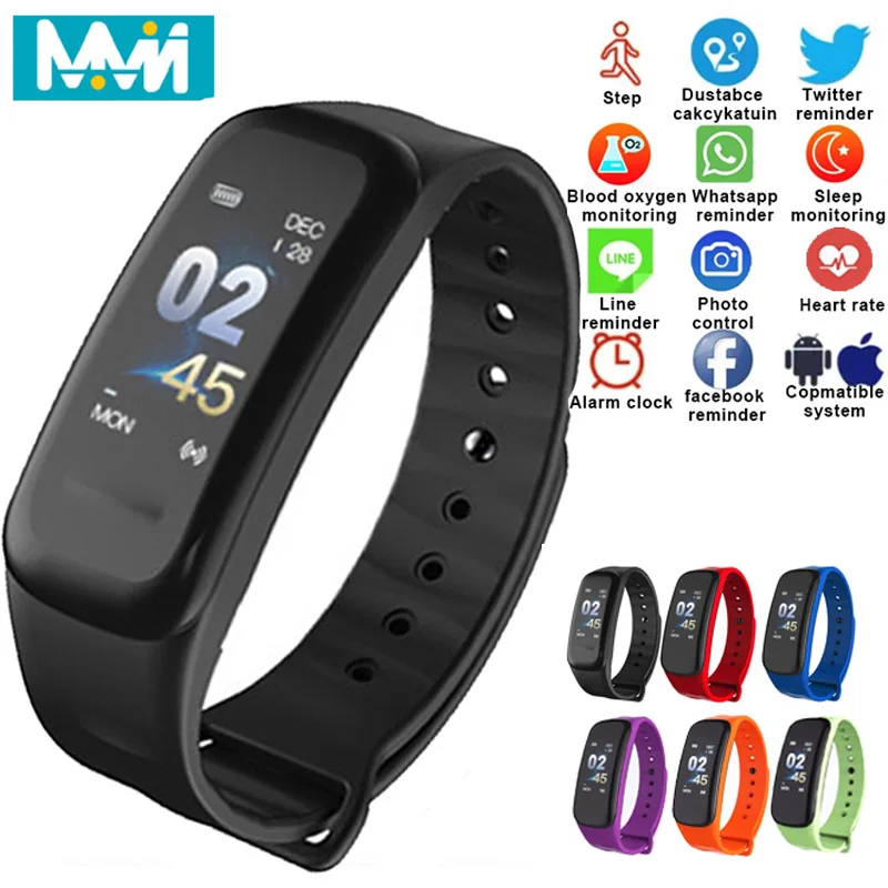 

MMN C1S Smart Bracelet Heart Rate Monitor IP68 Waterproof Color Screen Fitness Tracker Band Bluetooth 4.0 Sports Smart band